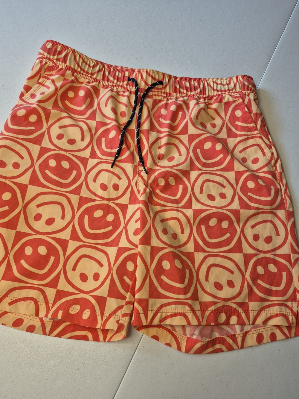 Men's Orange Smiley Print Drawstring Hybrid Shorts 4241/4